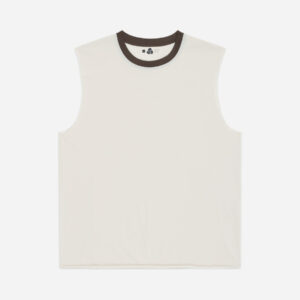 Training Cutoff Tee ~ White/Brown Ringer