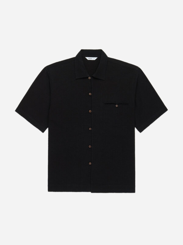 Short Sleeve Loop Shirt ~ Black Seersucker